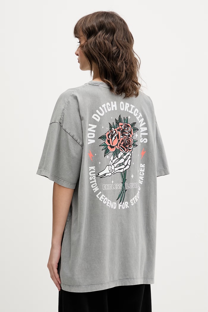 Von Dutch t-shirt γυναικείο βαμβακερό γκρί VD.2.TR.HAND