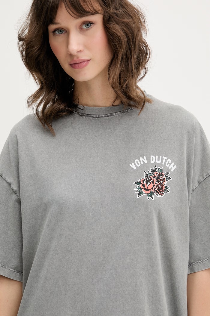 Von Dutch t-shirt γυναικείο βαμβακερό γκρί VD.2.TR.HAND