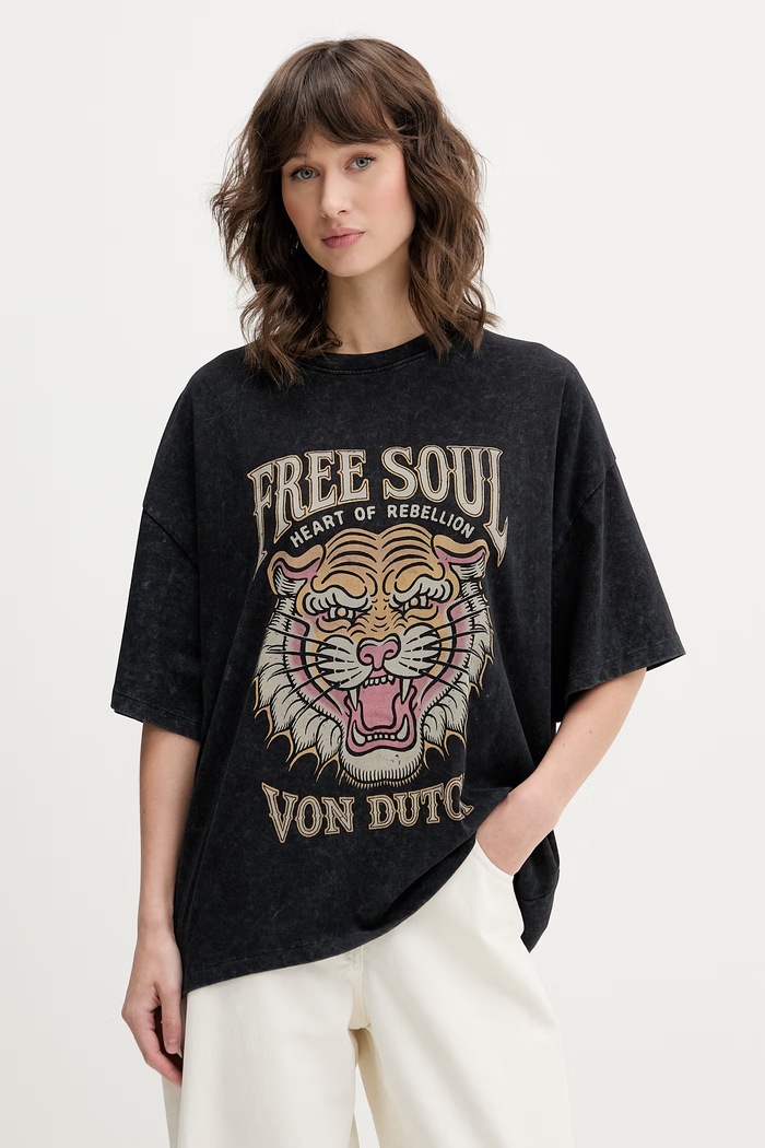 Von Dutch t-shirt női pamut fekete VD.2.TR
