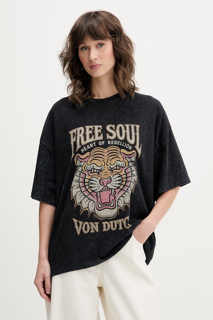 Von Dutch t-shirt női pamut fekete VD.2.TR