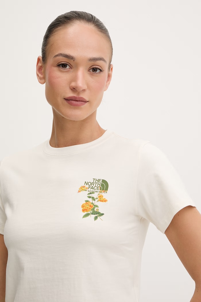 The North Face tricou de femei din bumbac FLORA EMBRO bej NF0A8G9QQLI1