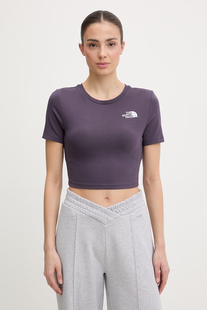 The North Face crop top pentru femei, din bumbac cu elastan violet NF0A55AOG5O1