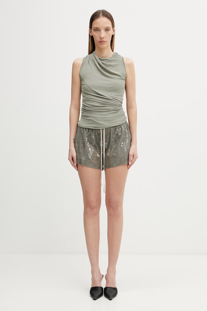 Rick Owens Lilies Luna bluzka damska z wiskozą gładka LI01F7109.CVI zielony