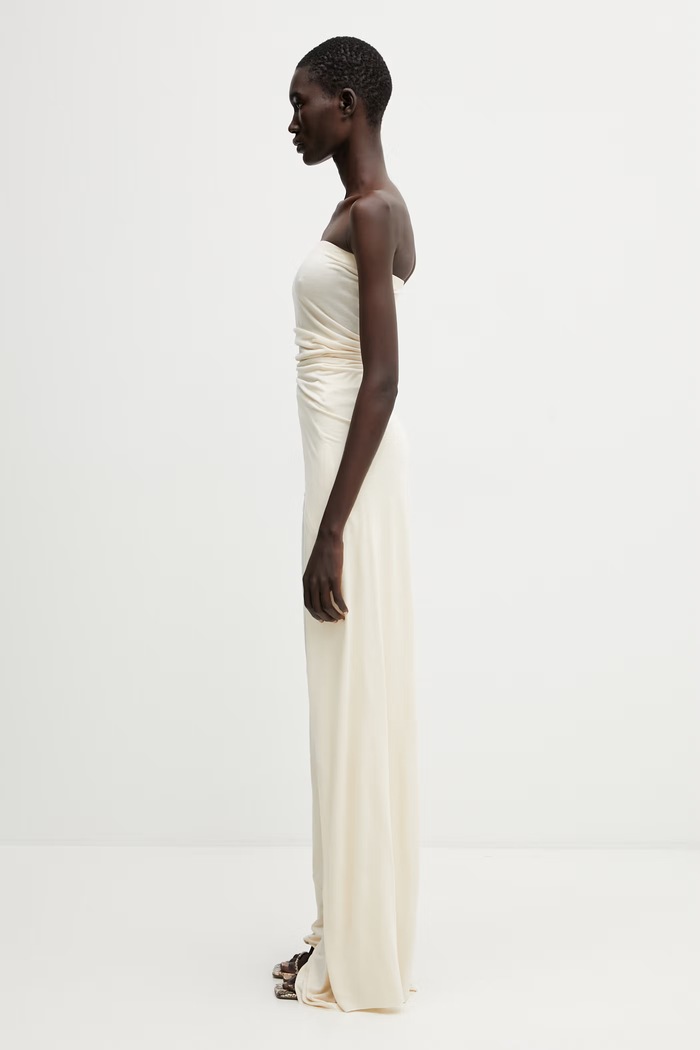 Rick Owens Lilies bluzka z odkrytymi ramionami damska z wiskozy gładka LI01F7114.RV beżowy SS26