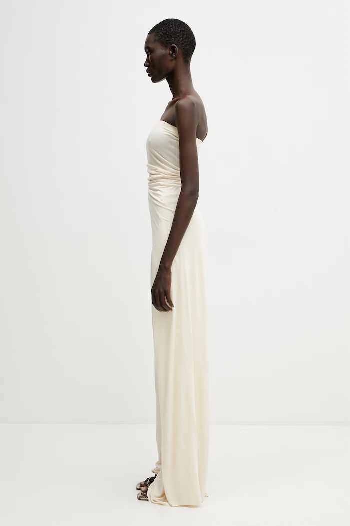 Rick Owens Lilies bluzka z odkrytymi ramionami damska z wiskozy gładka LI01F7114.RV beżowy SS26