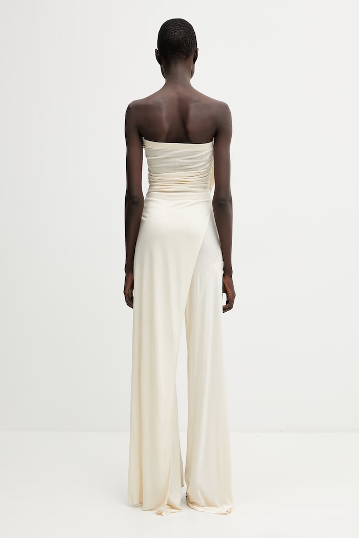 Odzież Rick Owens Lilies bluzka z odkrytymi ramionami damska z wiskozy gładka LI01F7114.RV beżowy