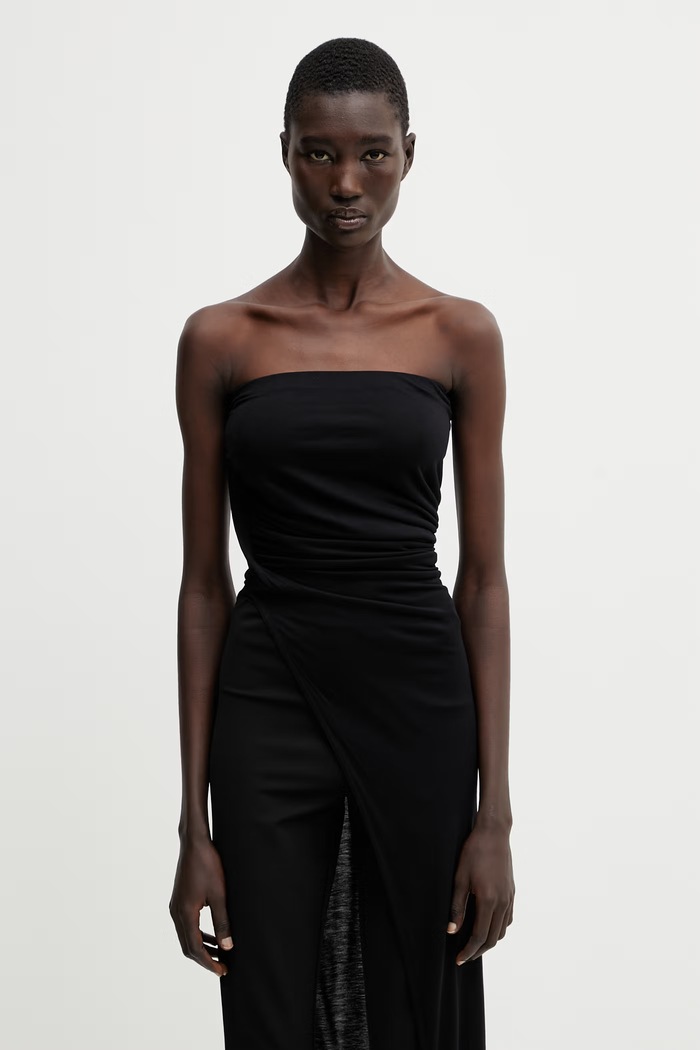 Rick Owens Lilies bluzka z odkrytymi ramionami damska z wiskozy gładka czarny LI01F7114.RV