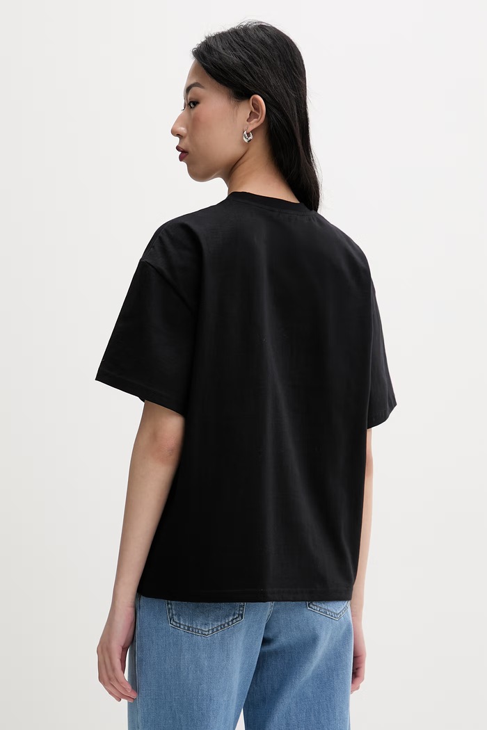 Ρούχα La Mania oversize t-shirt γυναικείο βαμβακερό CARENA CARENA μαύρο