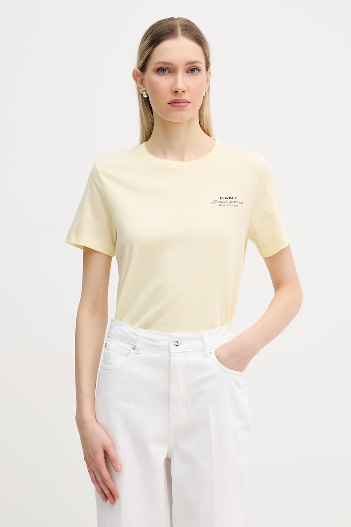 Gant női pamut T-shirt sárga 4201487