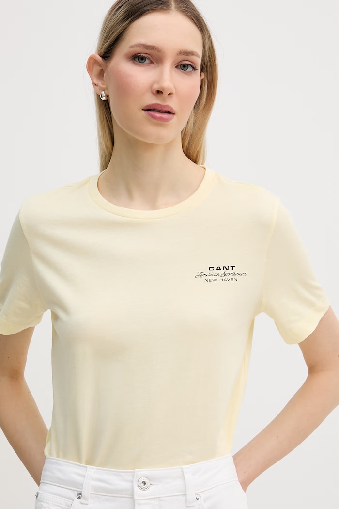 Gant női pamut T-shirt sárga 4201487