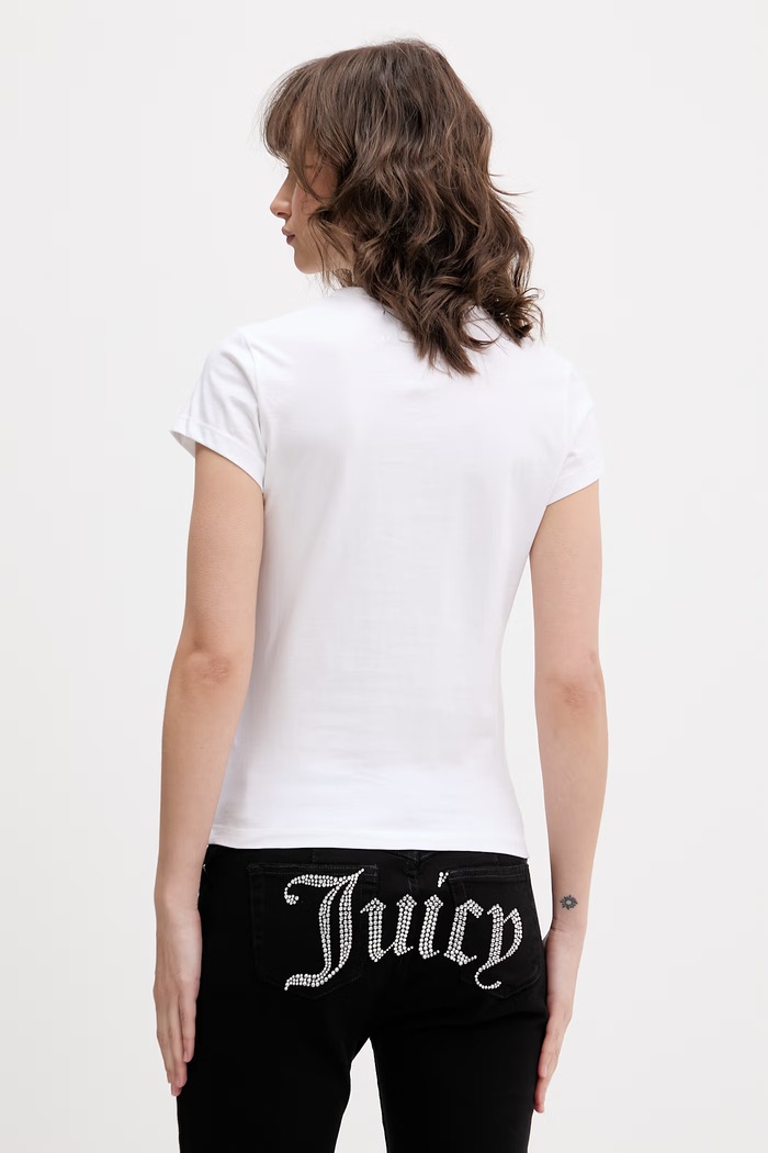 Дрехи Juicy Couture тениска дамска от памук HERITAGE HILTON JCDBJ126961 бял