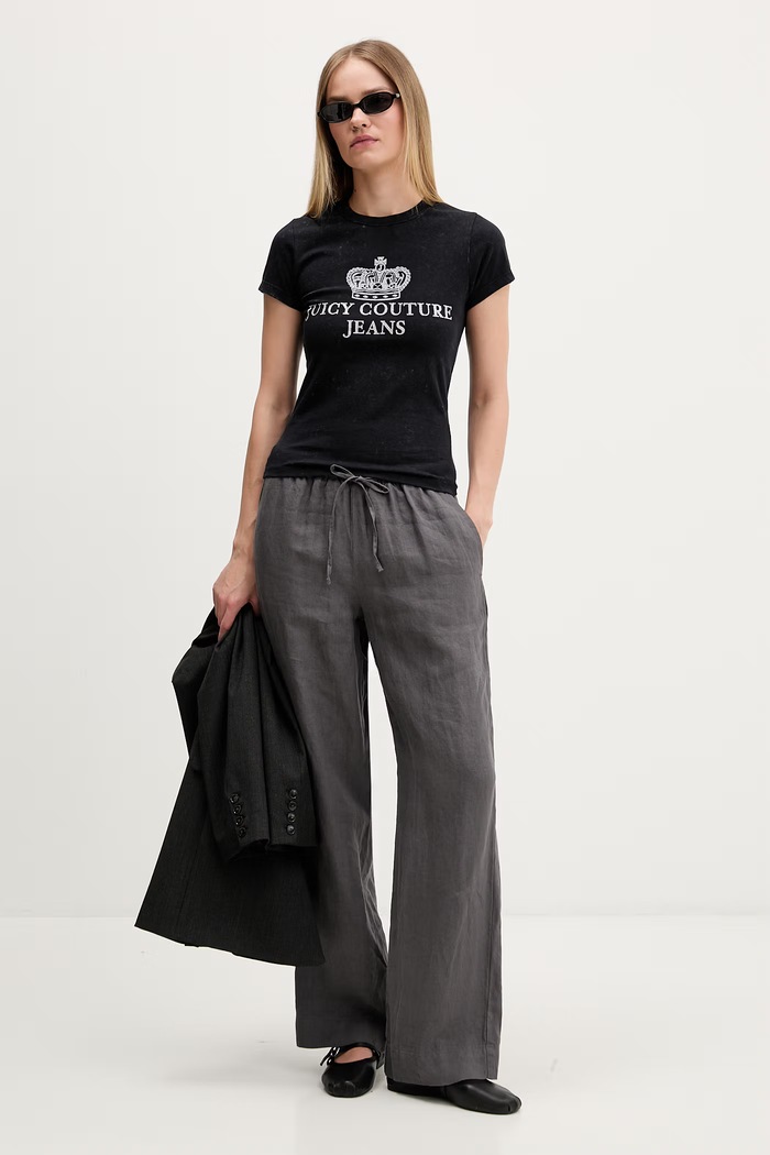 Juicy Couture t-shirt γυναικείο βαμβακερό HERITAGE HILTON JCDBJ126961 μαύρο SS26