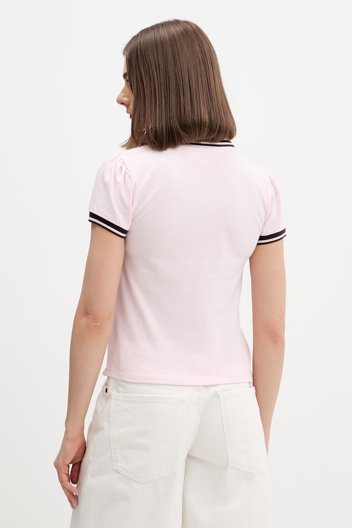 Дрехи Juicy Couture тениска с яка дамска от памук POLO TOP JCGCT126015 розов