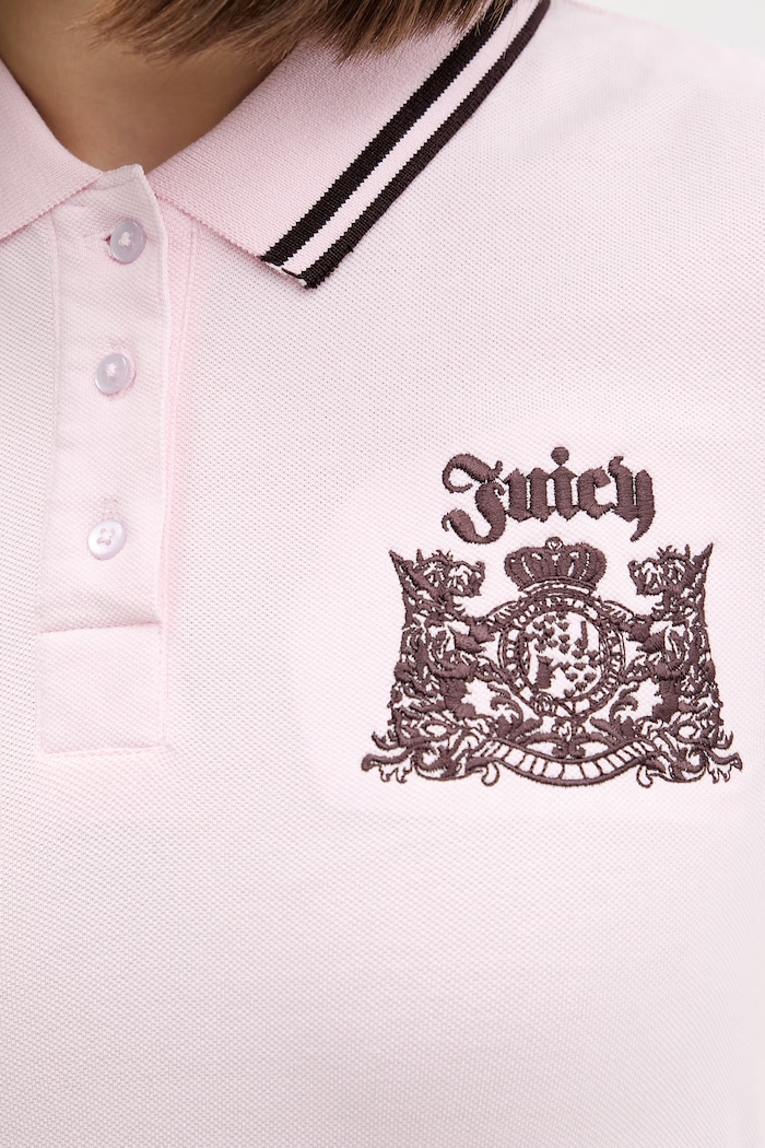 Juicy Couture тениска с яка дамска от памук POLO TOP JCGCT126015 розов