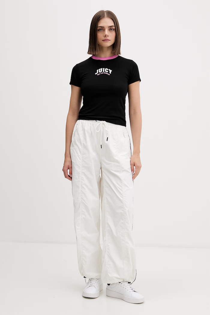 Juicy Couture тениска дамска с памук RINGER TSHIRT JCSCT126403 черен SS26
