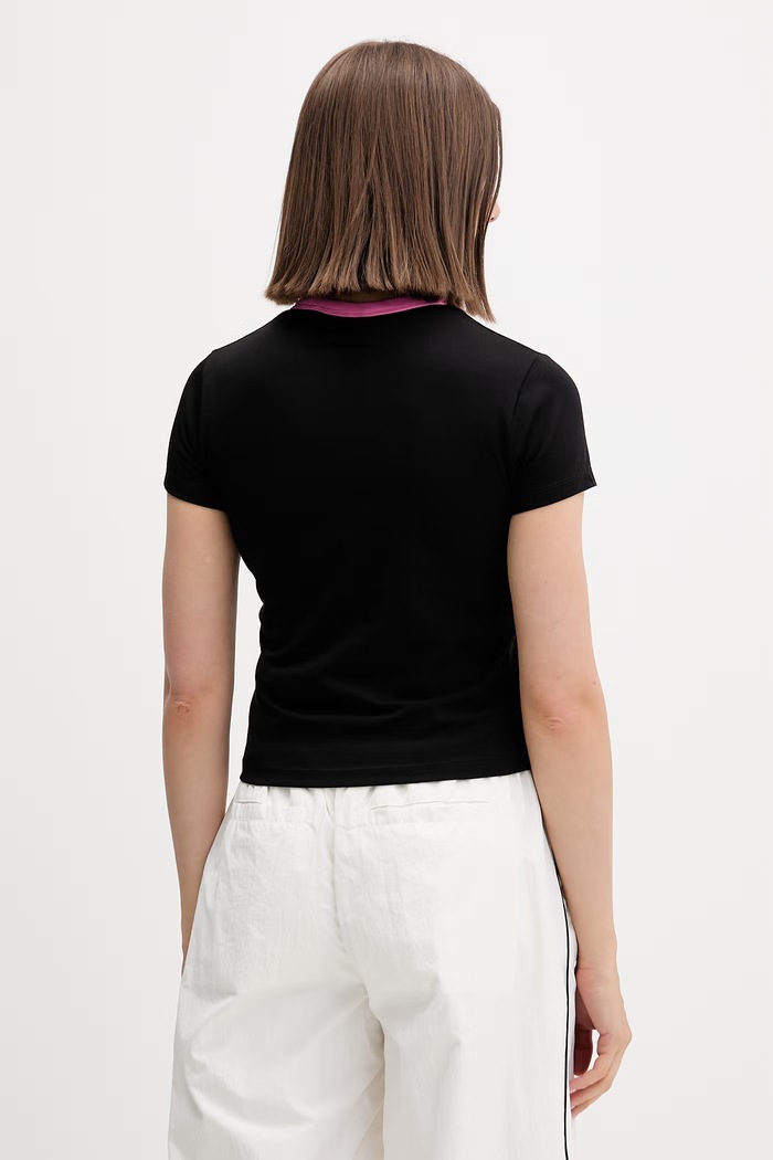 Дрехи Juicy Couture тениска дамска с памук RINGER TSHIRT JCSCT126403 черен