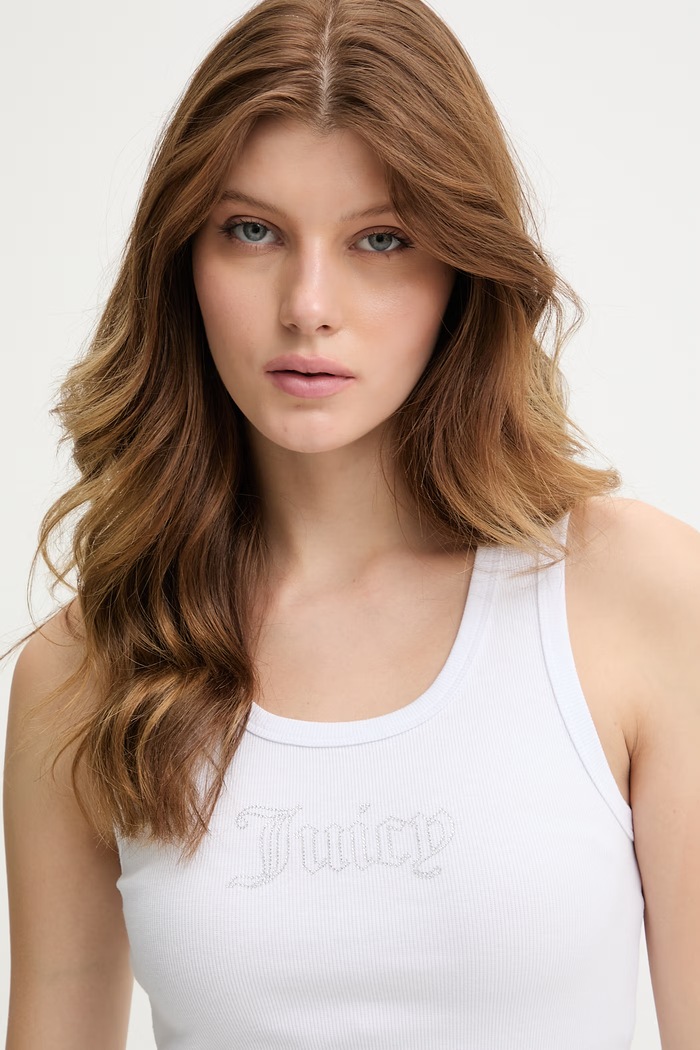 Juicy Couture top pentru femei RACER VEST alb JCWLV126308