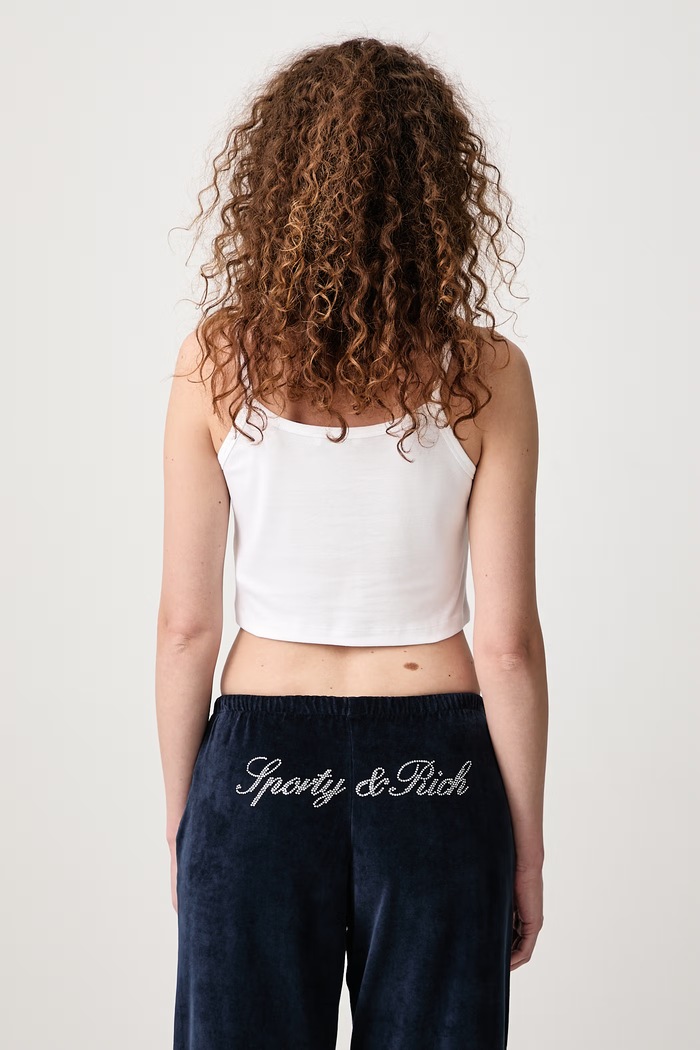 Odzież Sporty & Rich Signature NY crop top bawełniany damski TO10873329WH01 biały