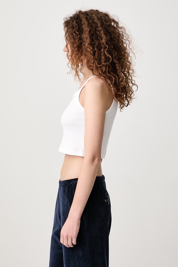 Signature NY crop top bawełniany damski Sporty & Rich TO10873329WH01 biały