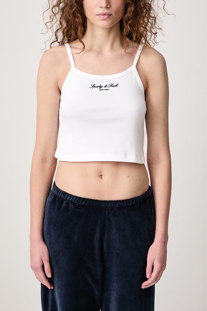 Signature NY crop top bawełniany damski Sporty & Rich biały TO10873329WH01