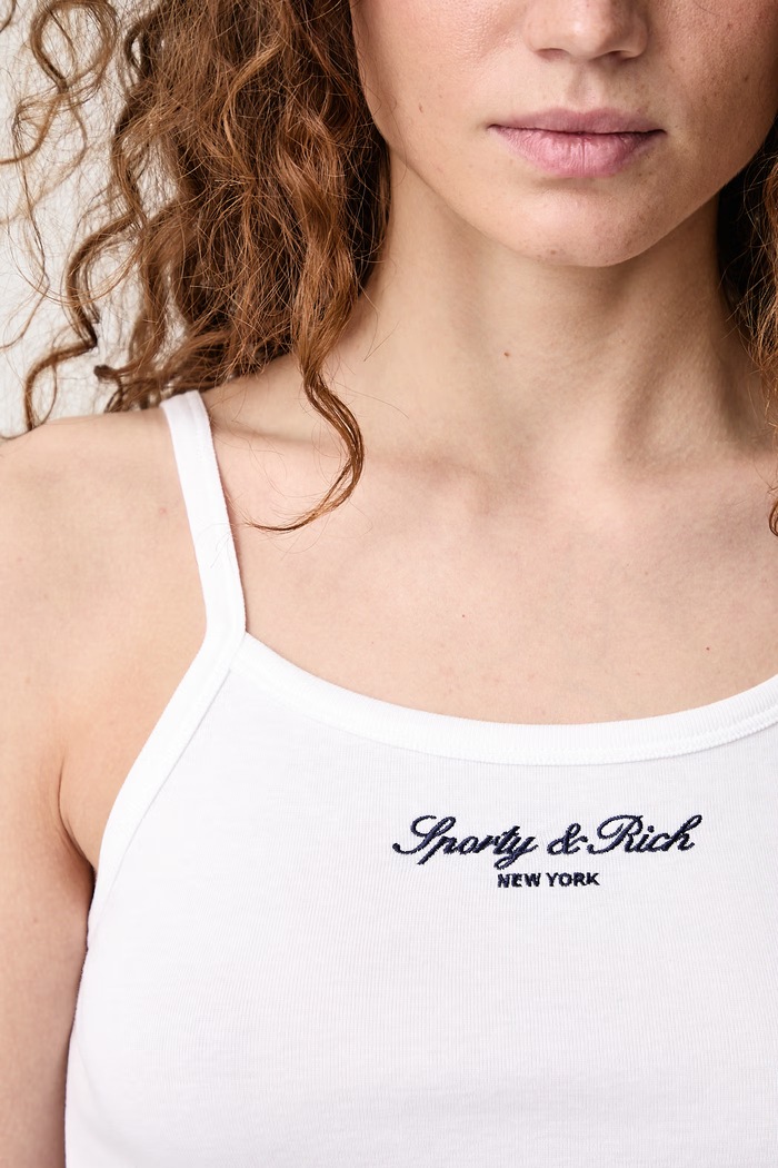 Sporty & Rich Signature NY crop top bawełniany damski TO10873329WH01