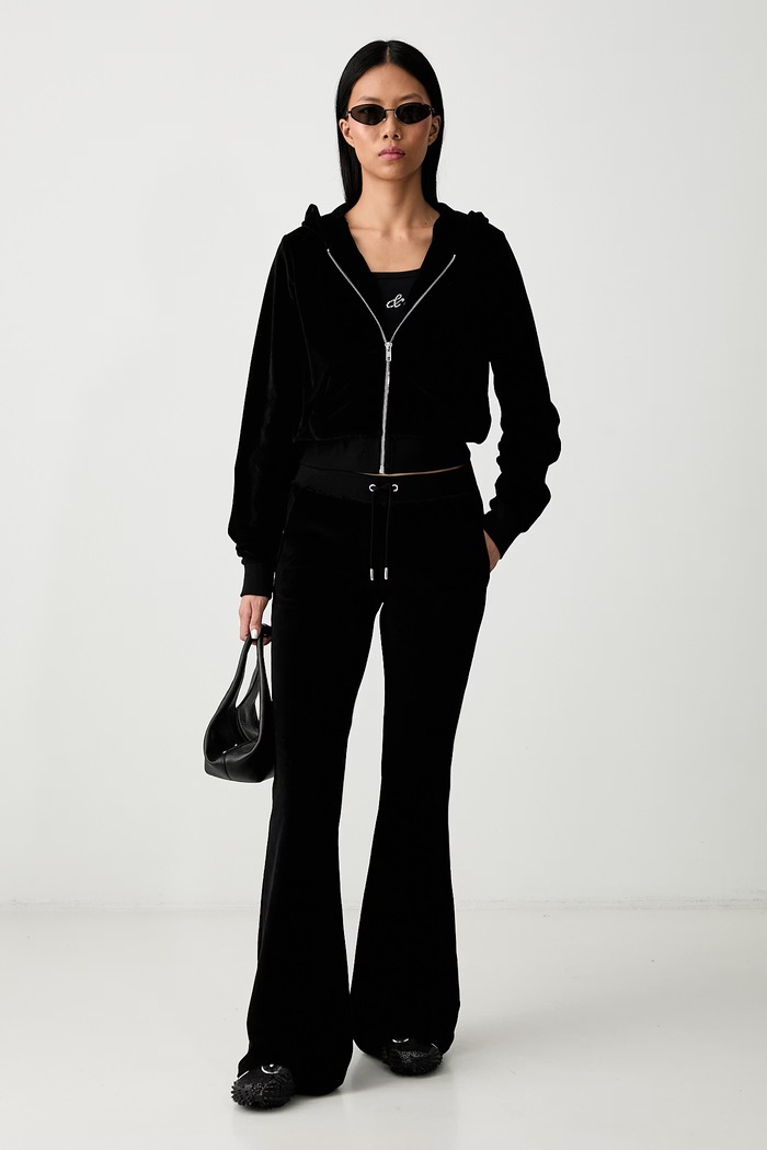 Sporty & Rich Signature Logo Krystal top damski bawełniany z elastanem TO11671326BA01 czarny SS26