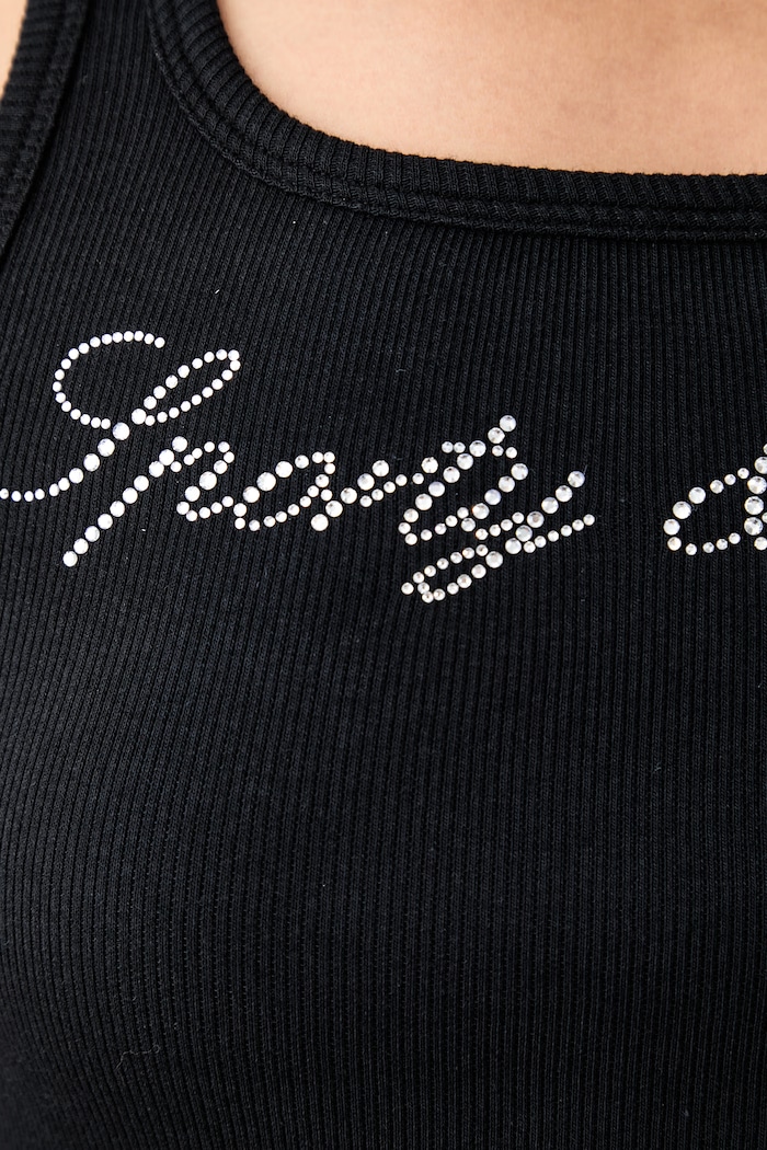 Sporty & Rich Signature Logo Krystal top damski bawełniany z elastanem TO11671326BA01
