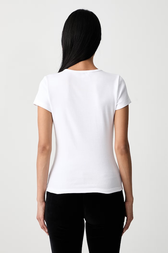 Odzież Sporty & Rich Signature Logo Krystal T-shirt bawełniany damski TO13071326WH01 biały