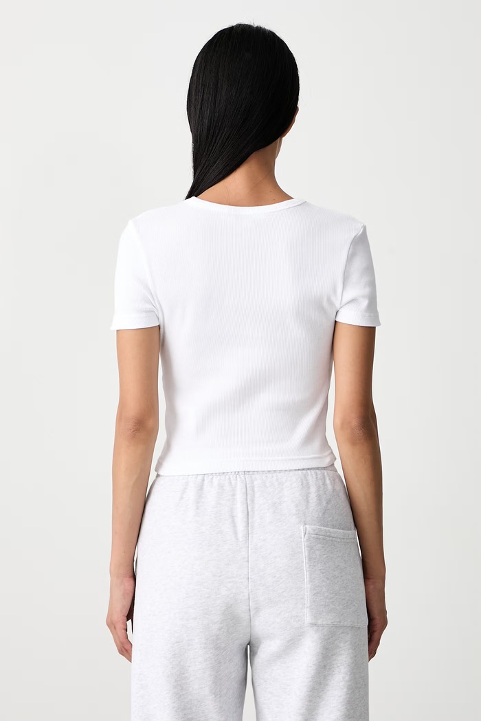 Odzież Sporty & Rich Signature Logo crop top damski bawełniany z elastanem TO11371326WH01 biały