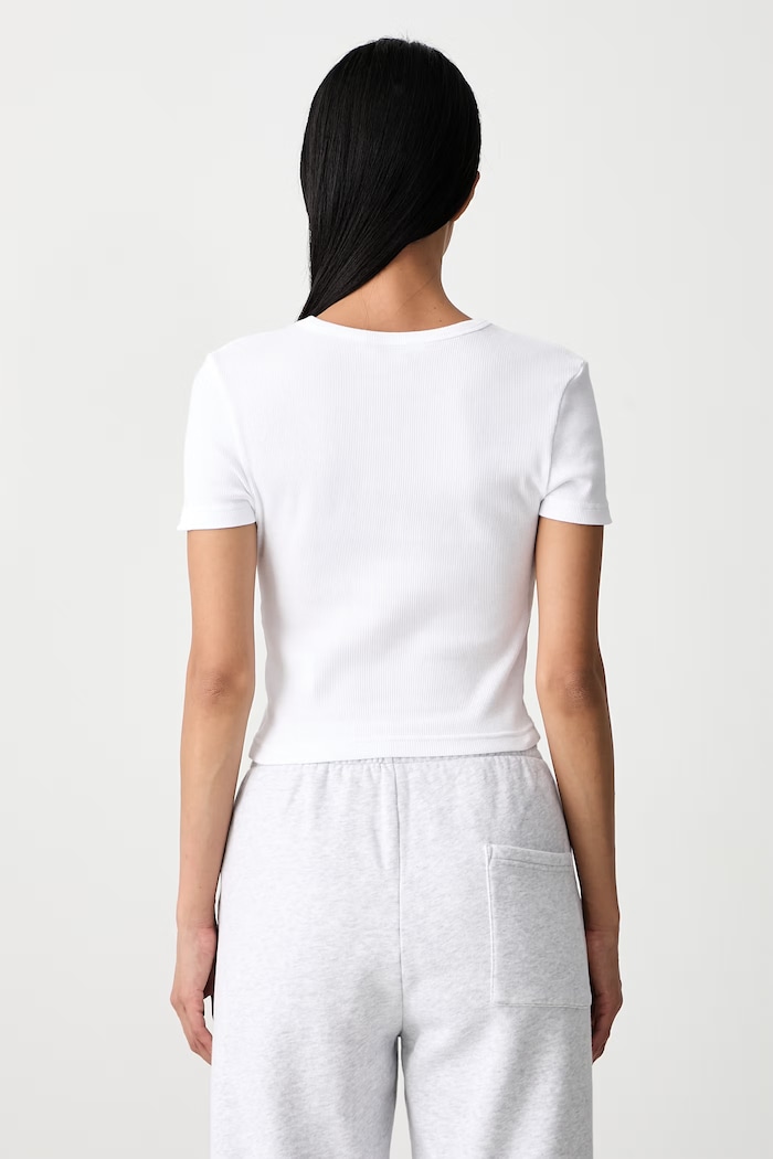 Odzież Sporty & Rich Signature Logo crop top damski bawełniany z elastanem TO11371326WH01 biały