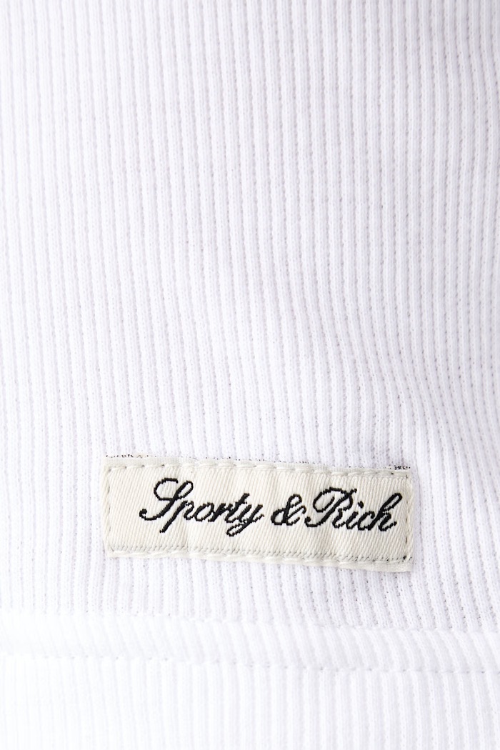 Sporty & Rich Signature Logo crop top damski bawełniany z elastanem TO11371326WH01