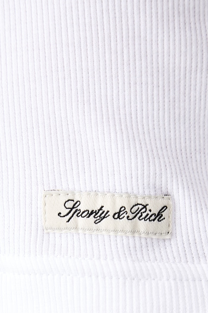 Sporty & Rich Signature Logo crop top damski bawełniany z elastanem TO11371326WH01