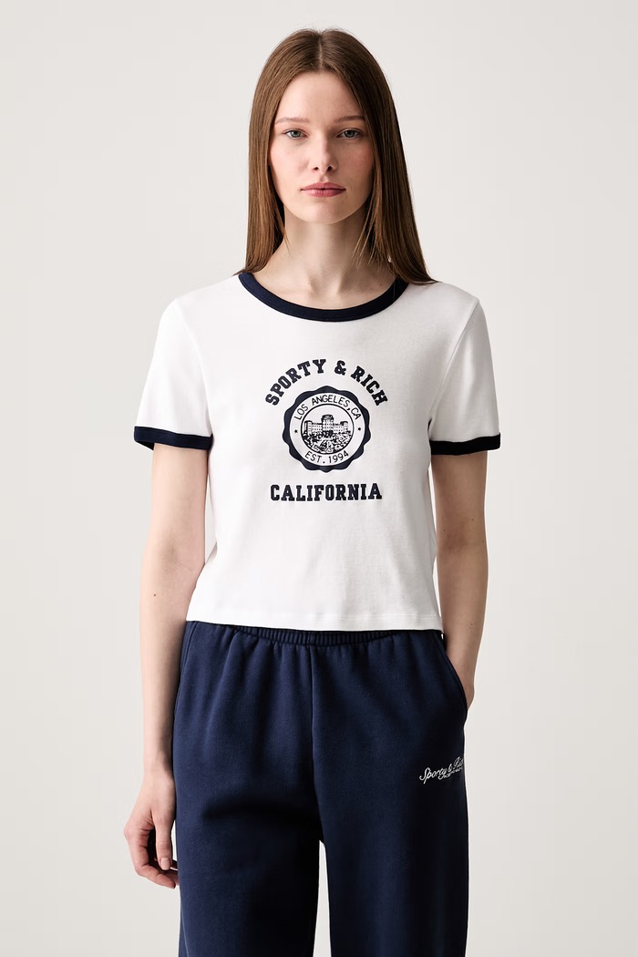 Sporty & Rich California T-shirt bawełniany damski biały TO073710509WH50