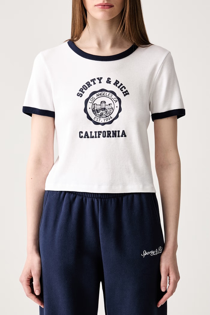 Sporty & Rich California T-shirt bawełniany damski biały TO073710509WH50