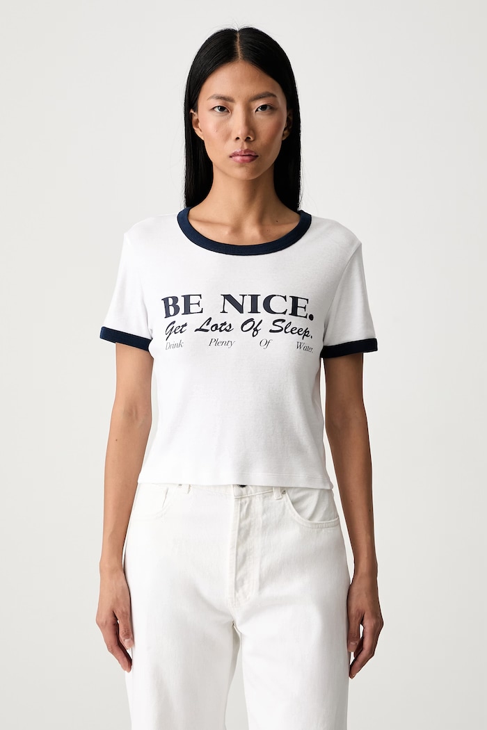 Sporty & Rich Be Nice T-shirt bawełniany damski biały TO073712003WH88