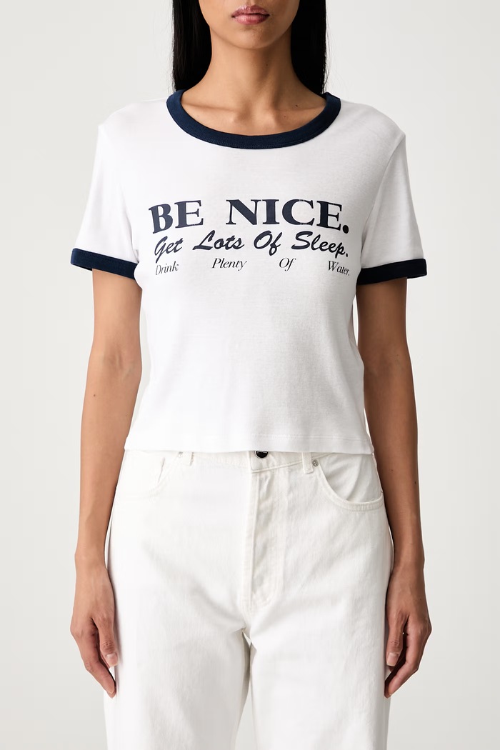 Sporty & Rich Be Nice T-shirt bawełniany damski TO073712003WH88 biały