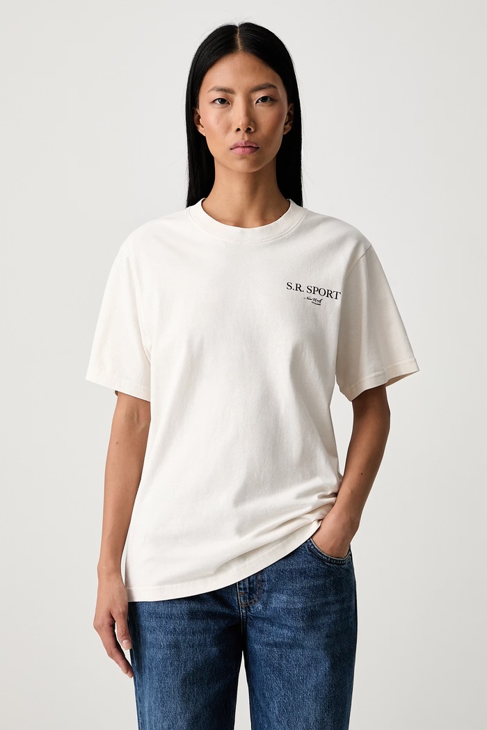 Odzież Sporty & Rich Wimbledon T-shirt bawełniany damski TO119711304WH37 beżowy