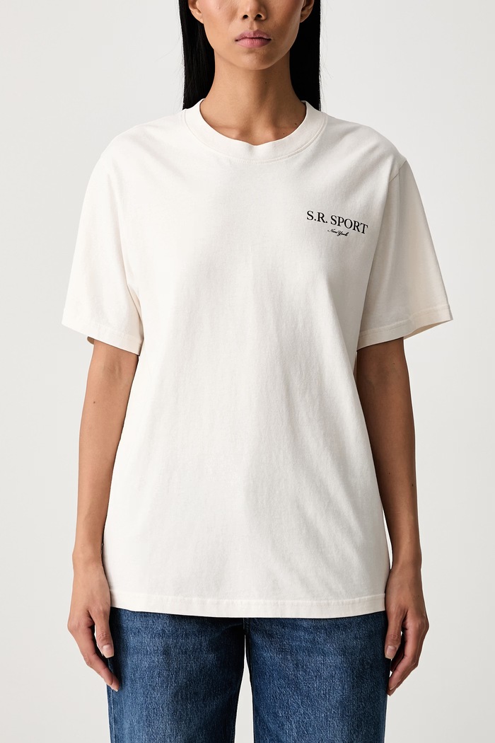 Sporty & Rich Wimbledon T-shirt bawełniany damski TO119711304WH37 beżowy