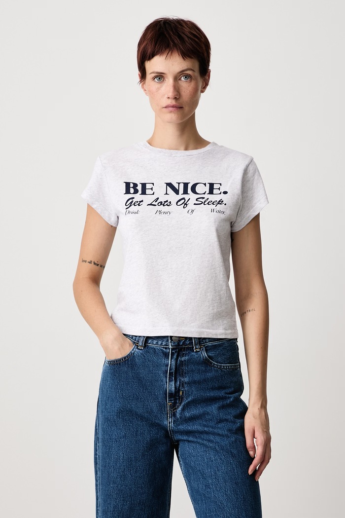 Sporty & Rich Be Nice T-shirt bawełniany damski szary TO11174003GY03