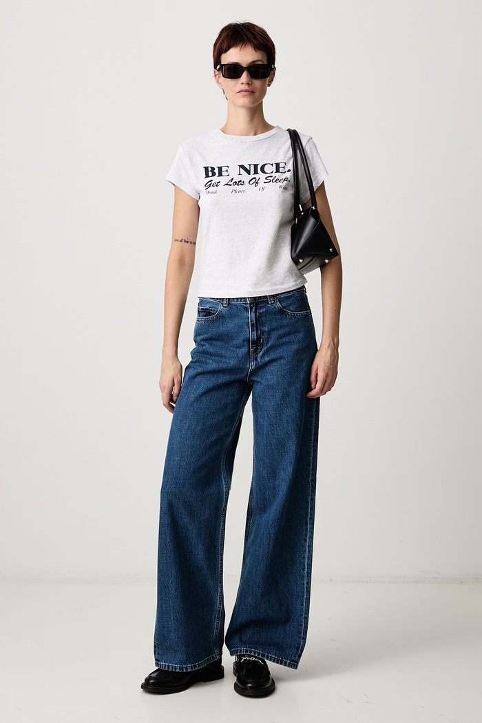 Sporty & Rich Be Nice T-shirt bawełniany damski TO11174003GY03 szary SS26