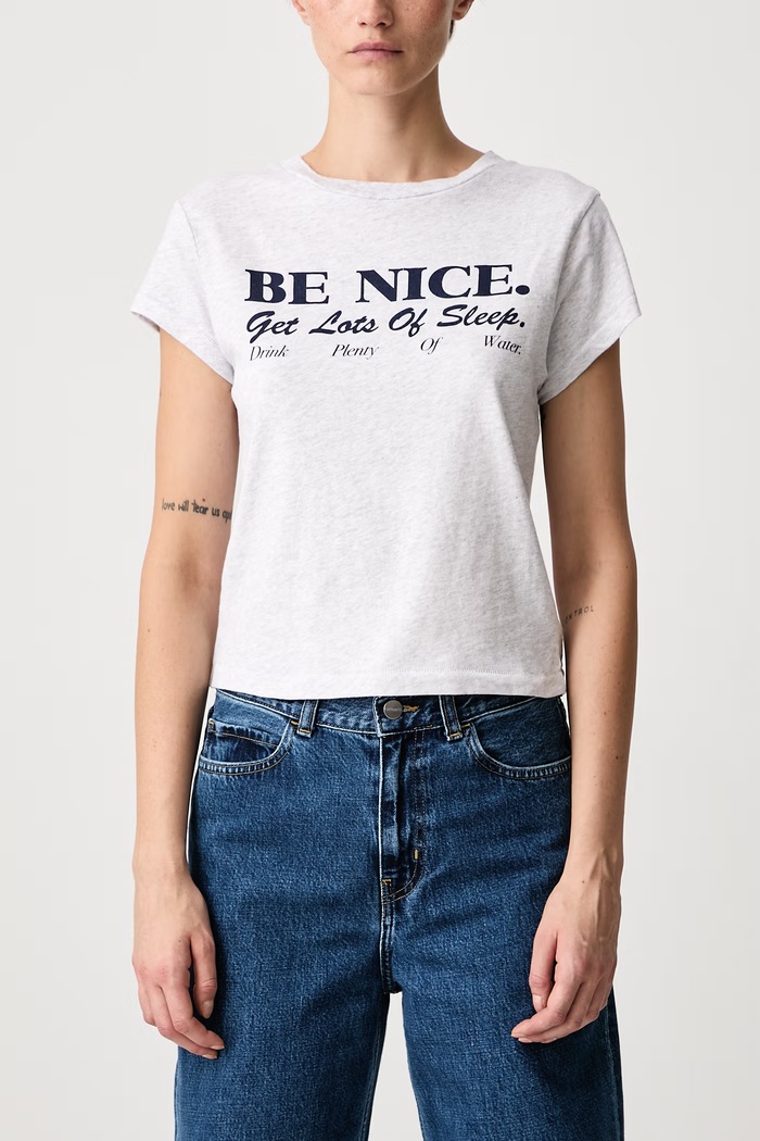 Be Nice T-shirt bawełniany damski Sporty & Rich TO11174003GY03 szary