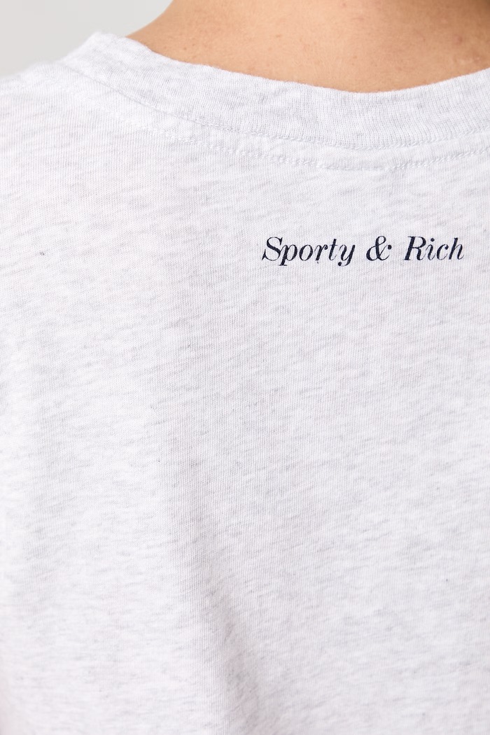 Be Nice T-shirt bawełniany damski Sporty & Rich szary TO11174003GY03