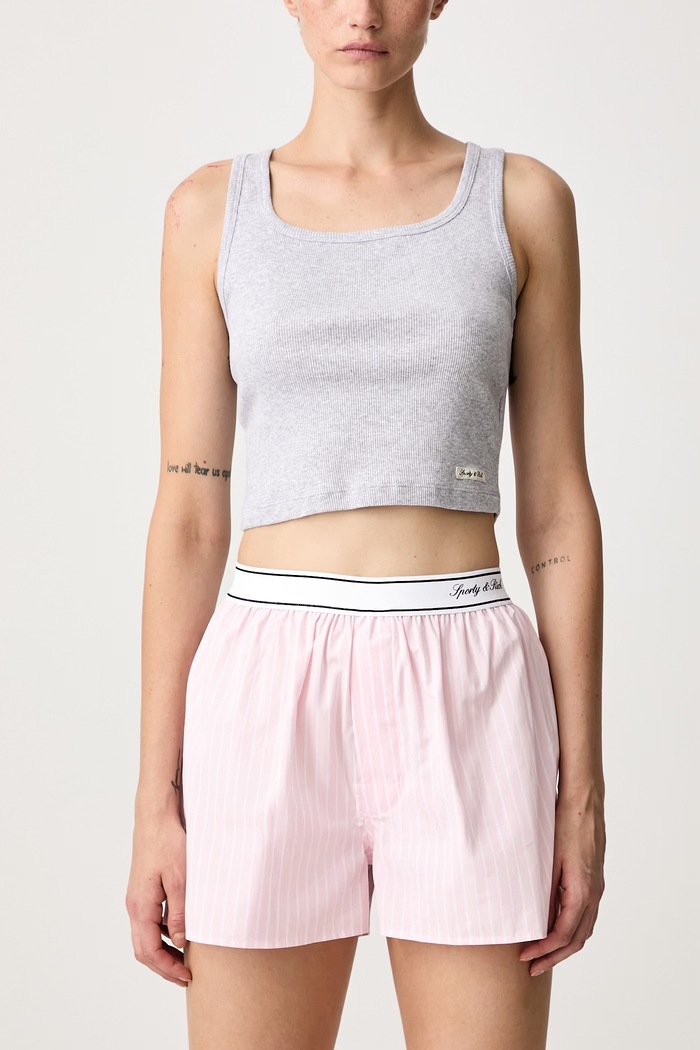 Signature Logo top damski z bawełną Sporty & Rich szary TO11574326GY03