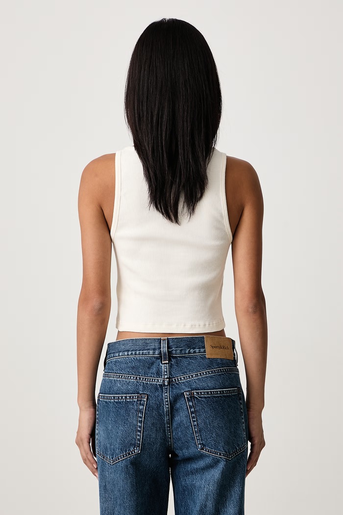 Odzież Sporty & Rich Signature Logo crop top damski bawełniany z elastanem TO11574326WH37 beżowy