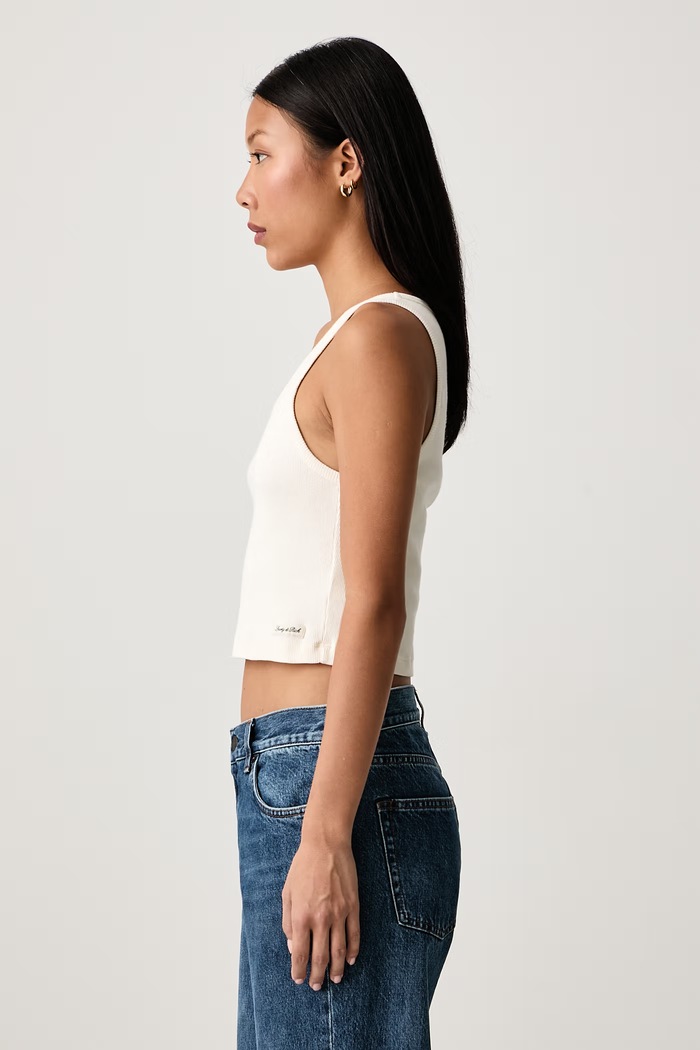 Signature Logo crop top damski bawełniany z elastanem Sporty & Rich TO11574326WH37 beżowy