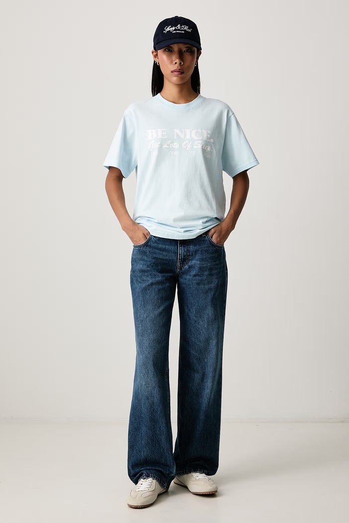 Sporty & Rich Be Nice T-shirt bawełniany damski TO11974003BL146 niebieski SS26