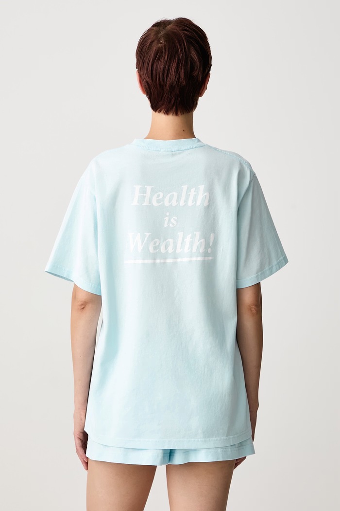 Sporty & Rich Health Is Wealth T-shirt bawełniany damski niebieski TO11974300BL146