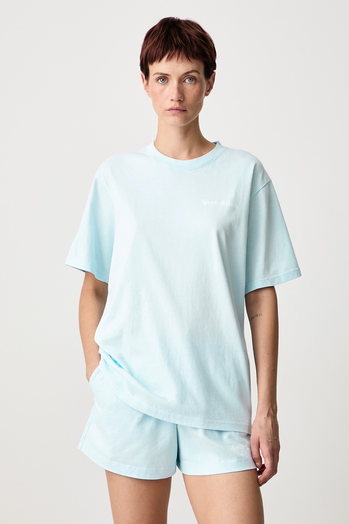 Odzież Sporty & Rich Health Is Wealth T-shirt bawełniany damski TO11974300BL146 niebieski