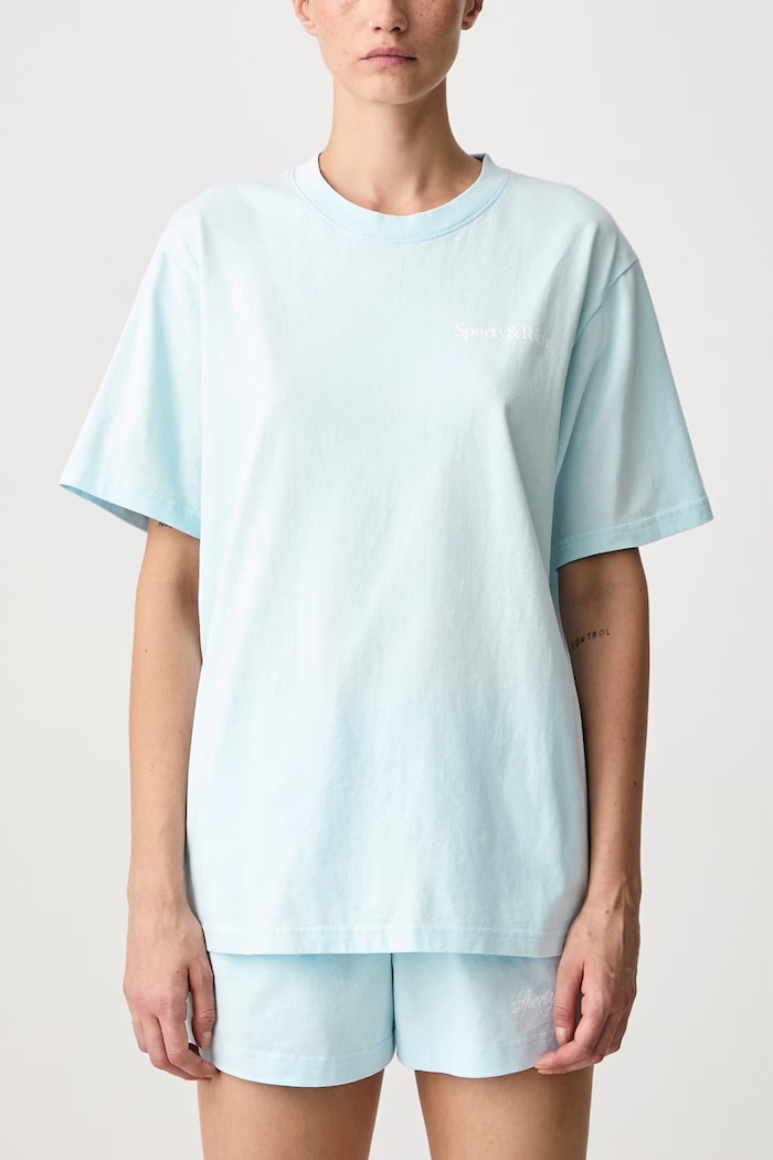 Health Is Wealth T-shirt bawełniany damski Sporty & Rich niebieski TO11974300BL146