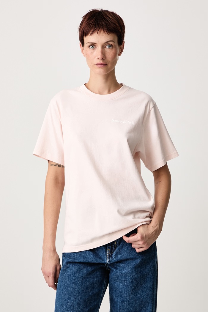 Health Is Wealth T-shirt bawełniany damski Sporty & Rich TO11974300P145 różowy